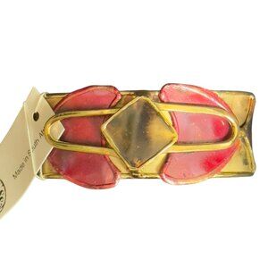 South African Handcrafted GoldTone Cuff Bracelet Geometric Design